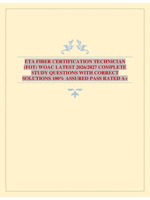 Preview of ETA FIBER CERTIFICATION TECHNICIAN (FOT) WOAC LATEST 2026/2027 COMPLETE STUDY QUESTIONS WI