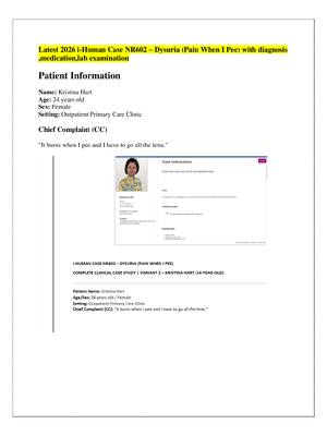 Preview image for Latest 2026 i-Human Case NR602 – Dysuria (Pain When I Pee) with diagnosis ,medication,lab examination