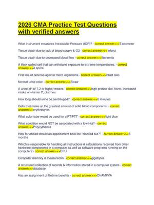 Preview of 2026 CMA Practice Test Questions  with verified answers