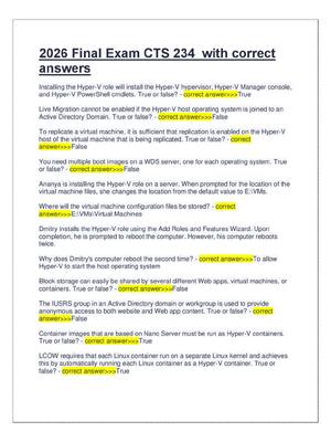 Preview of 2026 Final Exam CTS 234  with correct  answers
