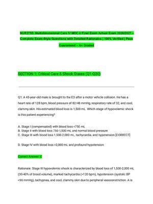 Preview of Multidimensional Care IV MDC 4 Final Exam Actual Exam 2026/2027 – Complete Exam-Style Ques