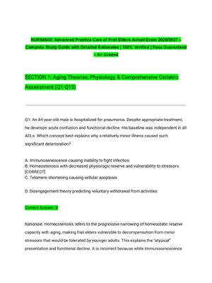 Preview of NURS6540: Advanced Practice Care of Frail Elders Actual Exam 2026/2027 – Complete Study Gu