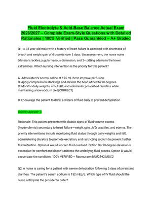 Preview of Fluid Electrolyte & Acid-Base Balance Actual Exam 2026/2027 – Complete Exam-Style Question