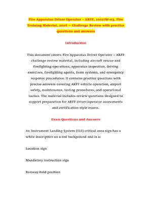Preview of Fire Apparatus Driver Operator – ARFF, 10027W-03, Fire Training Material, 2026 — Challenge