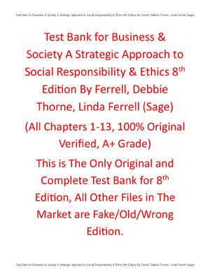 Preview of Test Bank Business & Society A Strategic Approach to Social Responsibility & Ethics 8th Ed