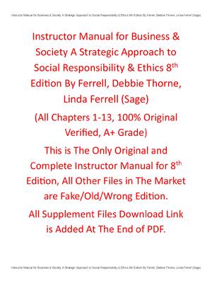 Preview of Instructor Manual Business & Society A Strategic Approach to Social Responsibility & Ethic