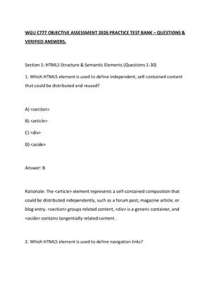 Preview of WGU C777 OBJECTIVE ASSESSMENT 2026 PRACTICE TEST BANK – QUESTIONS & VERIFIED ANSWERS.