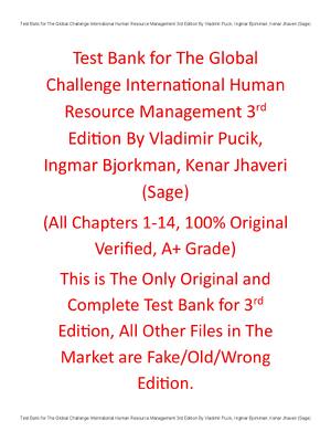 Preview of Test Bank The Global Challenge International Human Resource Management 3rd Edition By Vlad