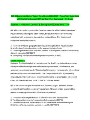 Preview of HIS-144 American History Week 6 Actual Exam 2026/2027 – PowerPoint Study Guide with Detail