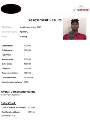 Preview image for Complete Simucase Joseph- Assessment (SLP) Transcript Assessment results | Updated 100% 2025-2026.