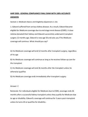 Preview of AHIP 2026 - GENERAL COMPLIANCE FINAL EXAM WITH 100% ACCURATE ANSWERS
