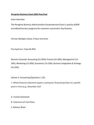 Preview of Peregrine Business Exam 2026 Prep Pack