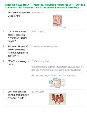 Preview of Maternal Newborn ATI - Maternal Newborn Proctored ATI - Verified Questions and Answers - A