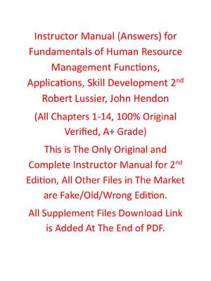 Preview of Instructor Manual Fundamentals of Human Resource Management Functions, Applications, Skill