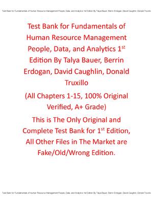 Preview of Test Bank Fundamentals of Human Resource Management People, Data, and Analytics 1st Editio