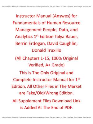 Preview of Instructor Manual Fundamentals of Human Resource Management People, Data, and Analytics 1s