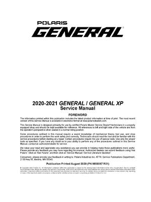 Preview of Polaris GENERAL Service Manual 2020-2021 GENERAL XP