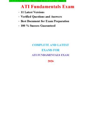 Preview of ATI FUNDAMENTALS EXAM 11 LATEST VERSIONS VERIFIED QUESTIONS AND ANSWERS BEST DOCUMENT FOR