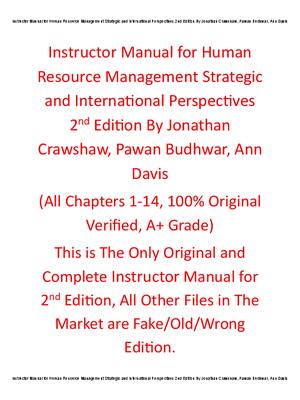 Preview of Instructor Manual Human Resource Management Strategic and International Perspectives 2nd E
