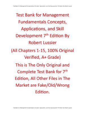Preview of Test Bank Management Fundamentals Concepts, Applications, and Skill Development 7th Editio