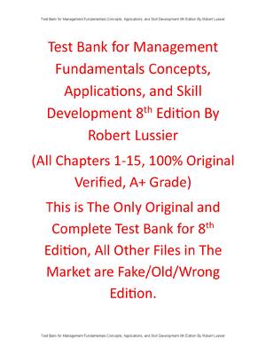 Preview of Test Bank Management Fundamentals Concepts, Applications, and Skill Development 8th Editio