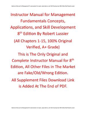 Preview of Instructor Manual Management Fundamentals Concepts, Applications, and Skill Development 8t