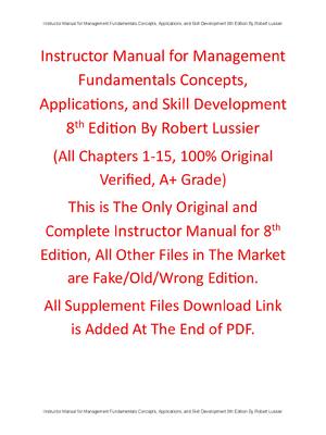 Preview of Instructor Manual Management Fundamentals Concepts, Applications, and Skill Development 8t