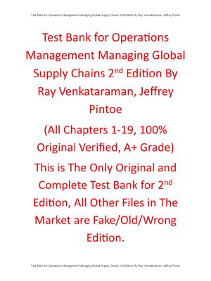 Preview of Test Bank Operations Management Managing Global Supply Chains 2nd Edition By Ray Venkatara