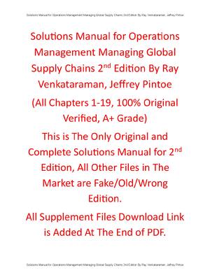 Preview of Solutions Manual Operations Management Managing Global Supply Chains 2nd Edition By Ray Ve
