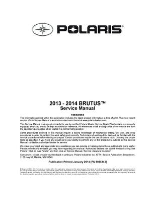 Preview of 2013–2014 Polaris Brutus Factory Service Repair Manual