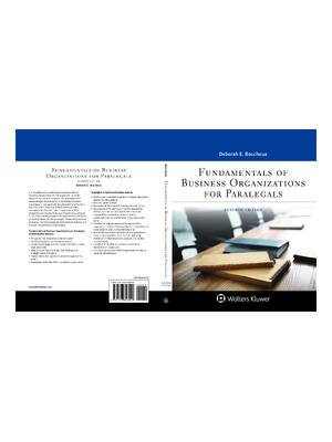 Preview of Fundamentals of Business Organizations for Paralegals 7th Edition By Deborah Bouchoux eBoo