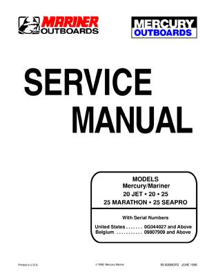 Preview of Mercury Mariner 20 25 Outboard Service Manual 2-Stroke