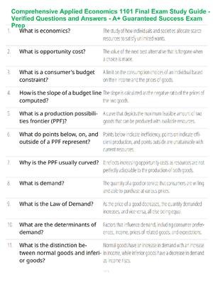 Preview of Comprehensive Applied Economics 1101 Final Exam Study Guide - Verified Questions and Answe