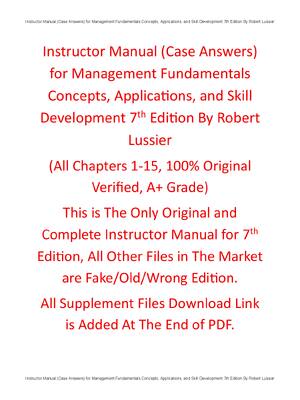 Preview of Instructor Manual Management Fundamentals Concepts, Applications, and Skill Development 7t