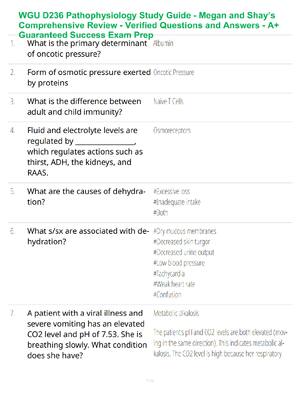 Preview of WGU D236 Pathophysiology Study Guide - Megan and Shay’s Comprehensive Review - Verified Qu