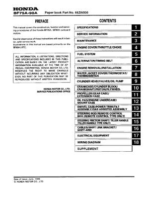 Preview of Honda BF75A BF90A Outboard Service Manual