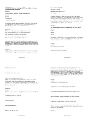 Preview of NR507 Advanced Pathophysiology Midterm Exam Questions & Answers | Score 100% | New Version