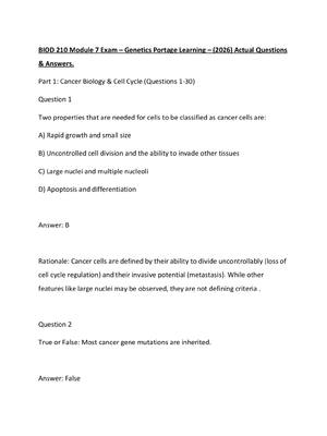 Preview of BIOD 210 Module 7 Exam – Genetics Portage Learning – (2026) Actual Questions &amp; Answers.