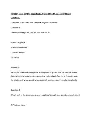 Preview of NUR 504 Exam 5 (PDF)  (Updated) Advanced Health Assessment Exam Questions.