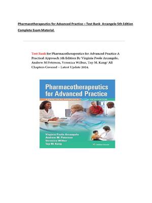 Preview of Pharmacotherapeutics for Advanced Practice – Test Bank  Arcangelo 5th Edition  Complete Ex