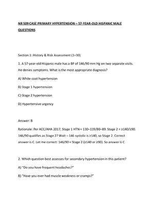 Preview of NR 509 CASE PRIMARY HYPERTENSION – 57-YEAR-OLD HISPANIC MALE  QUESTIONS