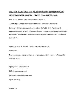 Preview of WGU C235 Chapter 1 Test 2025  ALL QUESTIONS AND CORRECT ANSWERS  VERIFIED ANSWERS  GRADED