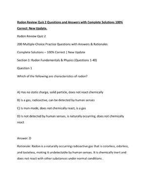 Preview image for Radon Review Quiz 2 Questions and Answers with Complete Solutions 100% Correct  New Update.