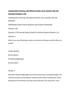 Preview of Fundamentals of Nursing, 12th Edition by Potter, Perry, Stockert, Hall, and Ostendorf (Cha