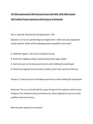 Preview of ATI RN Fundamentals CMS Proctored Exam with NGN  2023-2026 Update