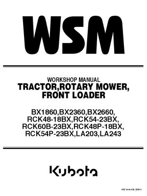 Preview of Kubota BX1860 BX2360 BX2660 2009 & UP, Tractor Service Manual WSM