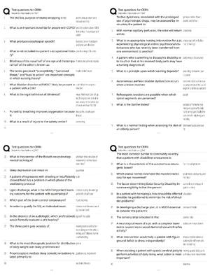 Preview of CRRN Practice Test Questions & Answers | Score 100% | Certified Rehabilitation Registered