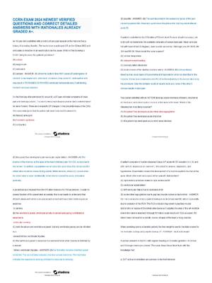 Preview of CCRN Exam 2024–2026 Practice Questions & Detailed Rationales | Score 100% | Critical Care