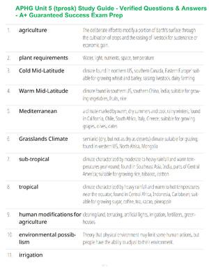 Preview of APHG Unit 5 (tprosk) Study Guide - Verified Questions & Answers - A+ Guaranteed Success Ex
