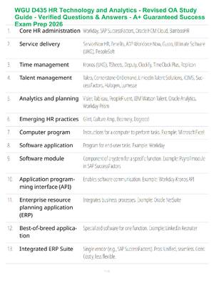 Preview of WGU D435 HR Technology and Analytics - Revised OA Study Guide - Verified Questions & Answe